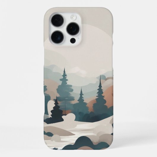 防峰の森の風景アート iPhoneケース (裏面)