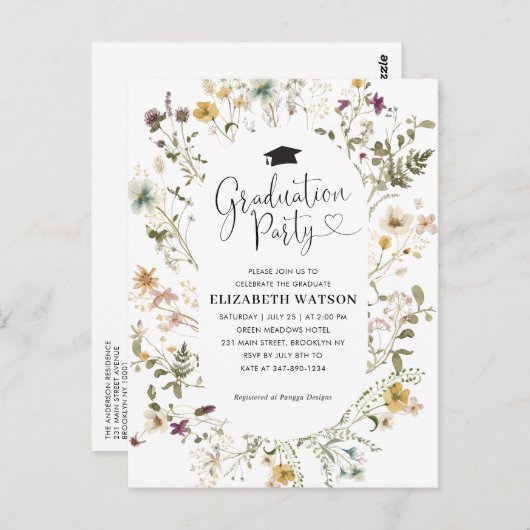 防峰エレガント野花フローラ卒業パーティー ポストカード (正面/裏面)