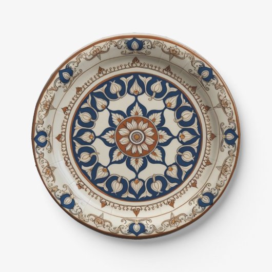 防峰エレガント野草花文様セラミッ結婚クス ペーパープレート (正面)