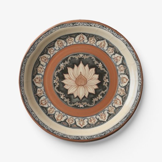 防峰エレガント野草花文様セラミッ結婚クス ペーパープレート (正面)