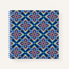 防峰カラフル幾何花模様 ノートブック