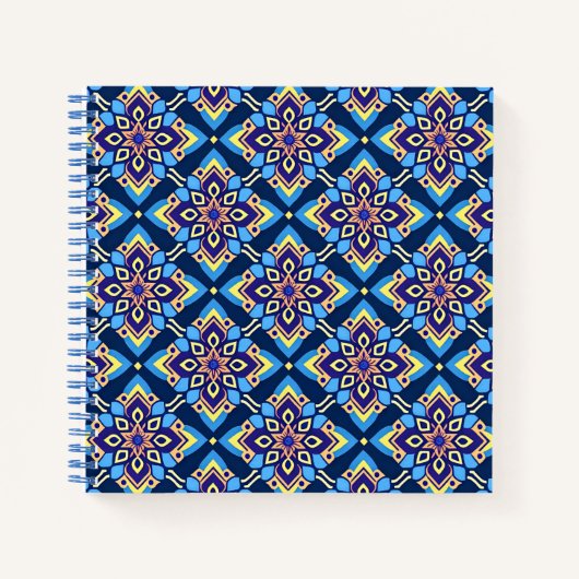 防峰カラフル幾何花模様 ノートブック (正面)
