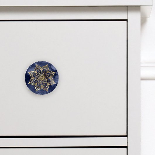防峰マンダラ金ゴールドネイビーブルーインクテクスチャー セラミックノブ