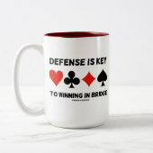 防御はブリッジで勝利する鍵(カードスーツ) ツートーンマグカップ (左)
