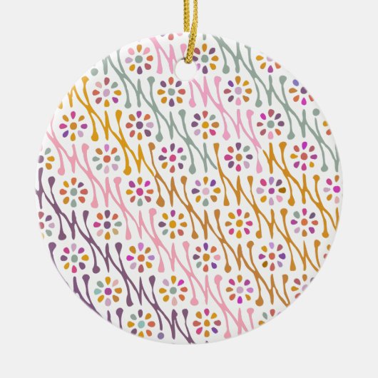 防方植物イラストレーションカラフル図 セラミックオーナメント (正面)