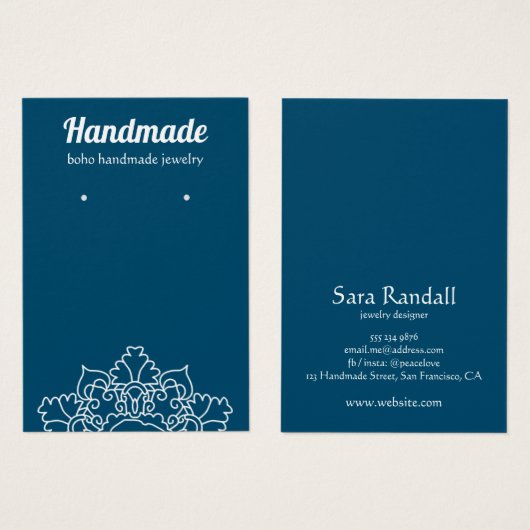 防方白曼荼羅ダークティール（緑がかった色）イヤリングディスプレイ (正面&裏面)