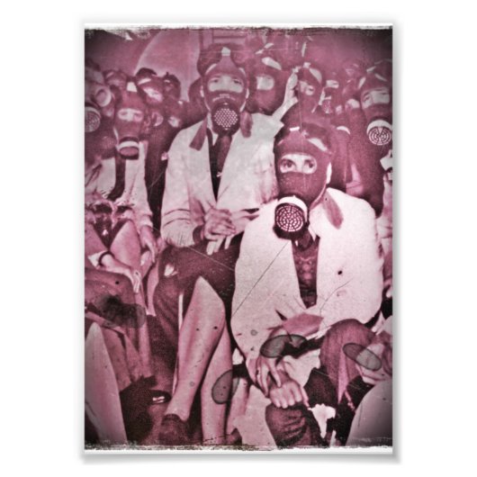 防毒マスクを使用した女性 フォトプリント            (正面)