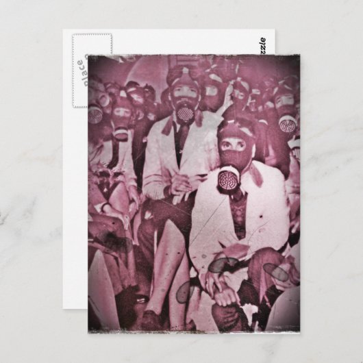 防毒マスクを使用した女性 ポストカード (正面/裏面)