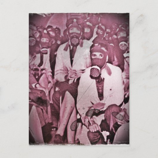 防毒マスクを使用した女性 ポストカード (正面)