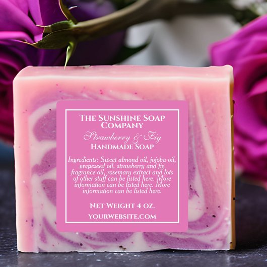 防水シンプルピンク白石鹸化粧品ラベル ラベル