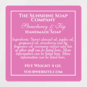 防水シンプルピンク白石鹸化粧品ラベル ラベル (デザイン1)