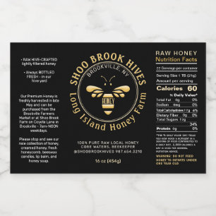 防水ハニービー六角の瓶ラベル栄養ファクト スパークリングワインラベル