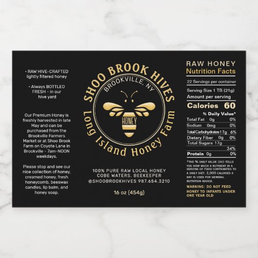 防水ハニービー六角の瓶ラベル栄養ファクト スパークリングワインラベル (シングルラベル)