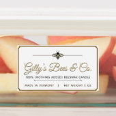 防水ビーズワックスキャンドルラベル縁ど金ゴールドビー ラベル (貼付)