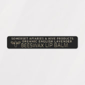 防水ビーズワックスリップバームラベル金ゴールドビーブラック ラベル (デザイン1)