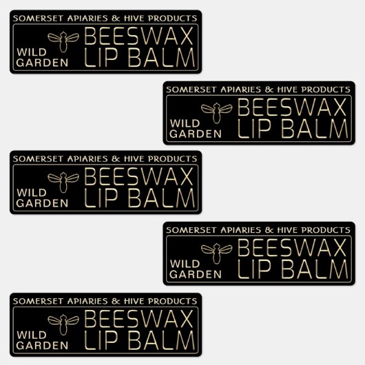防水ビーズワックスリップバームラベル金ゴールドビーブラック ラベル (グループ)
