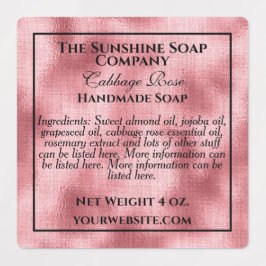 防水ピンク箔とブラック文字石鹸の化粧品 ラベル