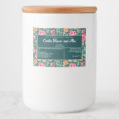 防水ピンク緑の花石鹸包装ラベル フードラベル (正面)