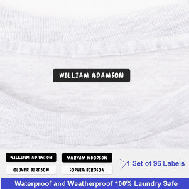 防水ブラック&ホワイトフルネームのタグ | アパレル ラベル