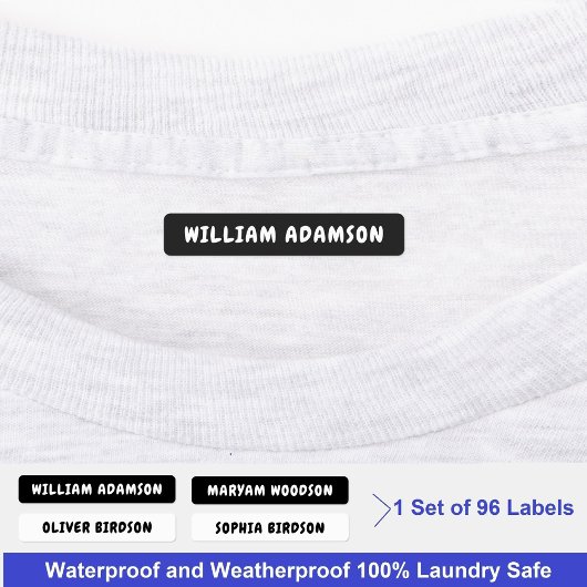 防水ブラック&ホワイトフルネームのタグ | アパレル ラベル