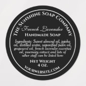 防水ブラックwホワイト文字石鹸の化粧ラベル ラベル (デザイン2)