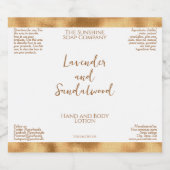 防水ホワイト金ゴールド箔化粧品ボトルラベル スパークリングワインラベル (シングルラベル)