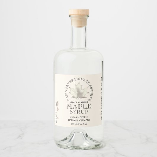 防水メープルシロップのロゴバッチ日付4" x 3.5インチ リキュールボトルラベル (正面)