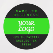 防水モダンロゴと文字 |ブラックブライトグリーン ラベル (デザイン1)