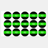 防水モダンロゴと文字 |ブラックブライトグリーン ラベル (シート)