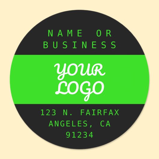 防水モダンロゴと文字 |ブラックブライトグリーン ラベル