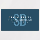 防水モダン青はっきりした住所 ラベル (デザイン2)