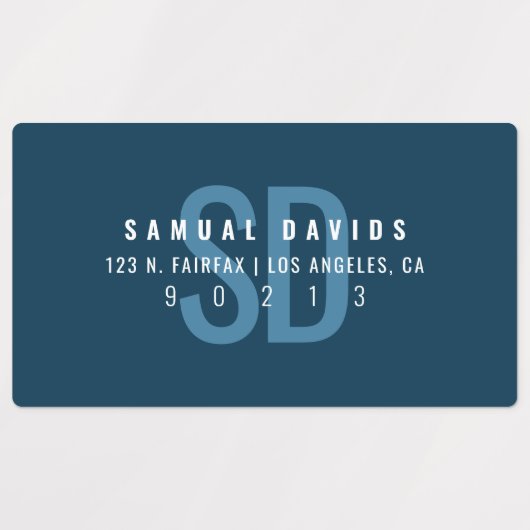 防水モダン青はっきりした住所 ラベル (デザイン1)