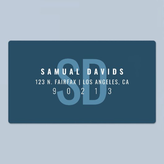 防水モダン青はっきりした住所 ラベル