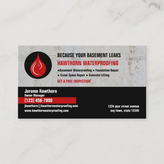 防水会社レッド 名刺 (正面)