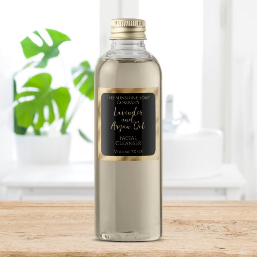 防水化粧品プロダクトラベル – ブラック&金ゴールド ラベル