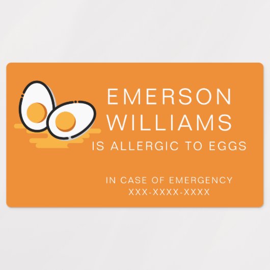 防水卵アレルギー警告子名 ラベル (デザイン2)
