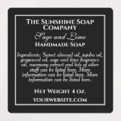 防水性の白黒せっけん原料 ラベル (デザイン1)