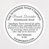 防水性ホワイトwブラック文字石鹸 ラベル (デザイン1)
