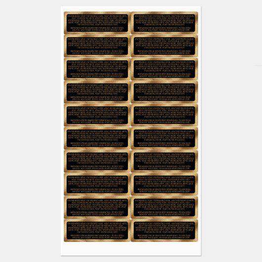 防水成分ラベル黒金ゴールド長方形 ラベル (シート)