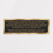 防水成分ラベル黒金ゴールド長方形 ラベル (デザイン1)