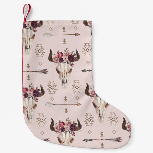 防波矢とスカル、水彩模様。 スモールクリスマスストッキング (正面)