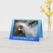 防潮堤で波を打ち砕パーソナライズされたく カード (黄色い花)