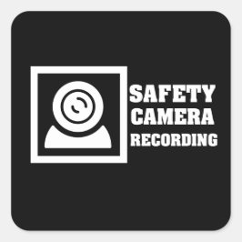 防犯カメラ警告 スティッカー 角型 スクエアシール