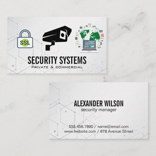 防犯カメラ | ロック | データセキュリティグローバル 名刺 (正面/裏面)