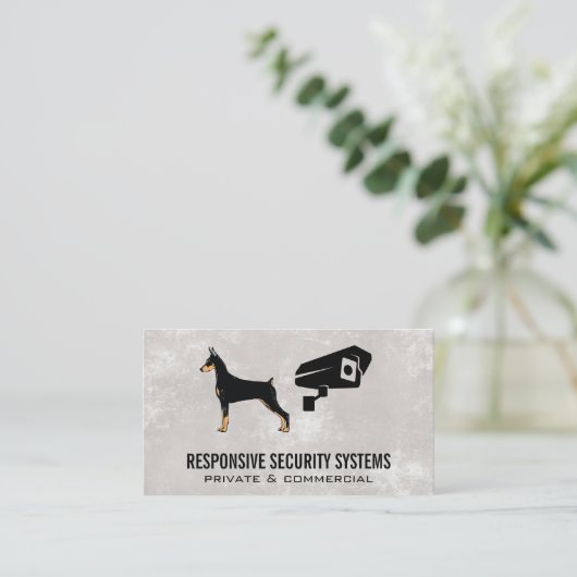 防犯カメラ | 犬のロゴ 名刺 (スタンド正面)