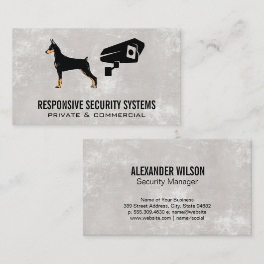 防犯カメラ | 犬のロゴ 名刺 (正面/裏面)
