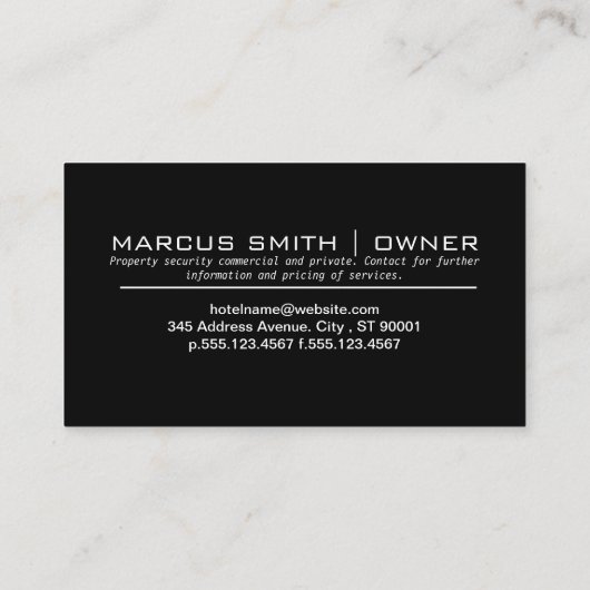 防犯カメラ |監視 |保護 名刺 (裏面)