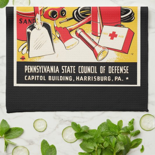 防空施設 キッチンタオル (折り畳み)