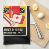 防空施設 キッチンタオル (四つ折り)