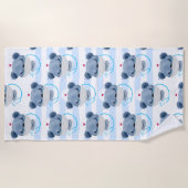 防護用のマスクを着たかわいいクマのナース ビーチタオル (正面)